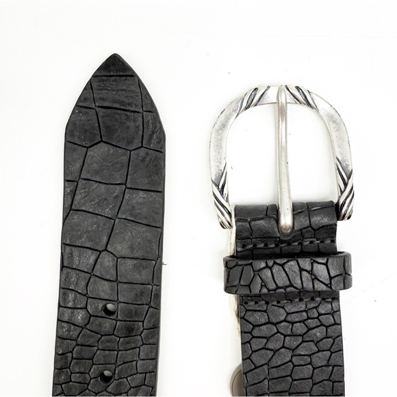 Orciani Handmade Crocodile Emobossed Matte Leather Italian Made Black Belt, XS - Picture 5 of 14